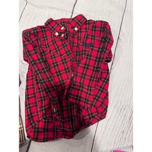 Chaps Red and Black Plaid Button down 24 months